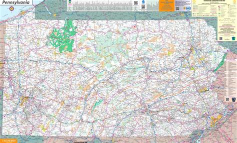 Large Detailed Tourist Map of Pennsylvania With .
